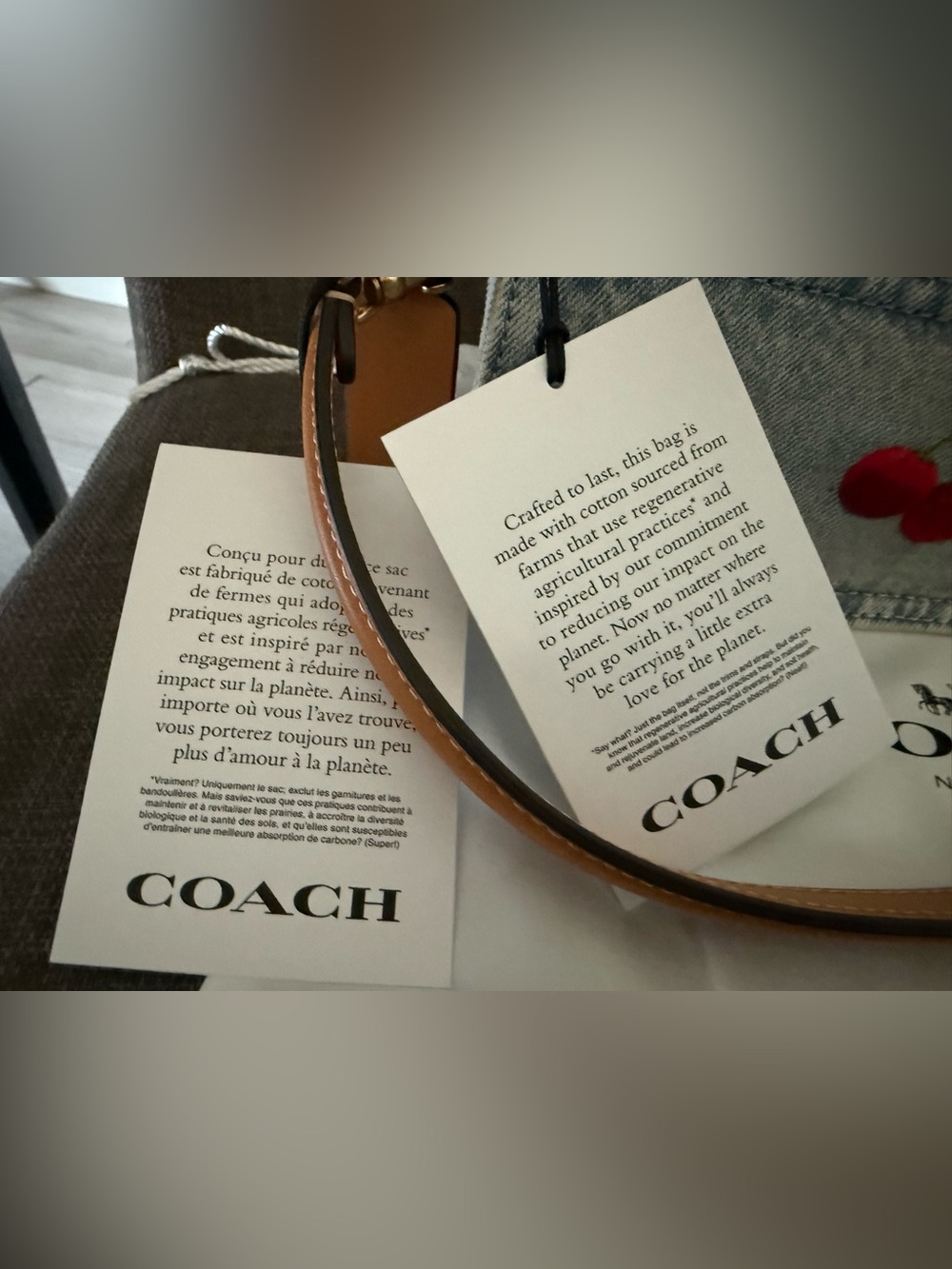Coach Denim Cherry Tabby 20 with Gold 'C' Hardware - Picture 3 of 9